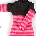 (L Sleeve) T-Shirt Top #  ND-01 Stripe Pink