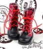13-15  Blythe／Pullip 靴．格子赤い＋赤い靴ひも